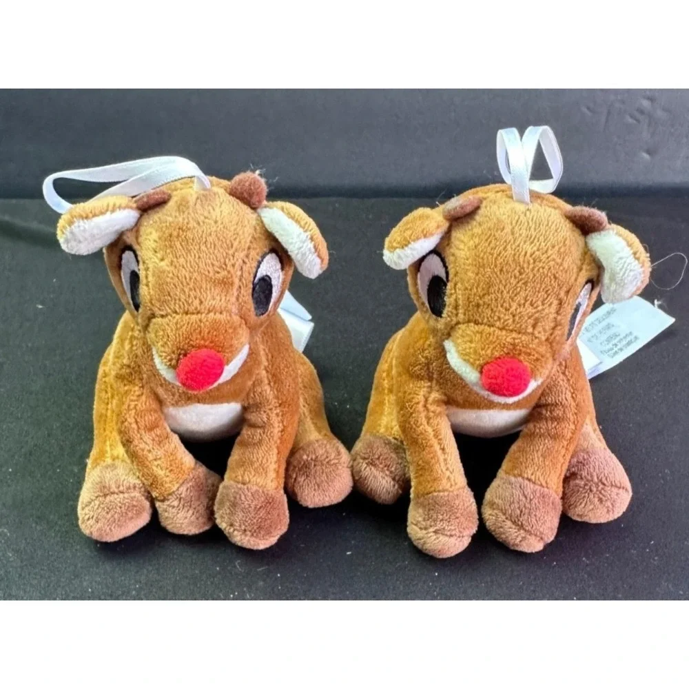 Hallmark Rudolph Red Nosed Reindeer Plush Christmas Ornament‎ Set of 2